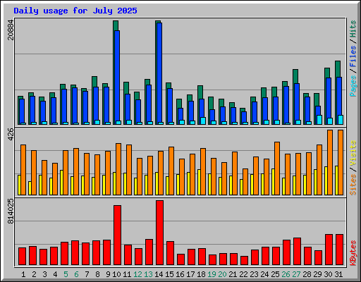 Daily usage for July 2025